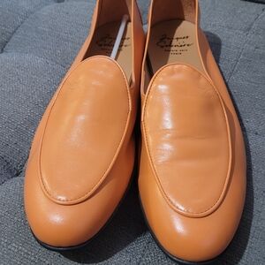 Orange Leather Men’s Slip-On Loafers